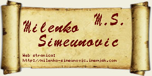 Milenko Simeunović vizit kartica